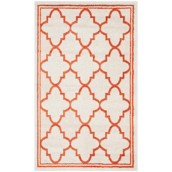 SAFAVIEH Amherst Beige/Orange Doormat 3 ft. x 4 ft. Border Multi-Trellis Area Rug