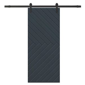 36 in. x 84 in. Charcoal Gray Stained Composite MDF Paneled Interior Sliding Barn Door with Hardware Kit
