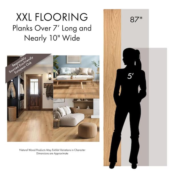 XXL Mountainview Oak 5/8 in. T x 9.45 in. W Tongue and Groove Engineered Hardwood Flooring (34.10 sq.ft./case)