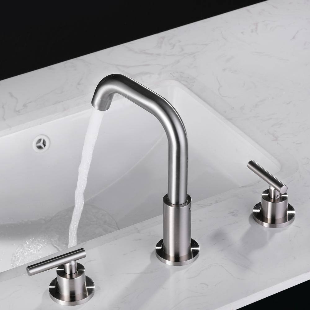 Brushed Nickel 8-Inch Widespread Bathroom Faucet with Lever Handles