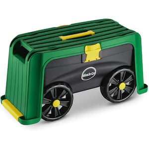 4-in-1 Garden Stool - Multi-Use Garden Scooter with Seat, Rolling Cart with Storage Bin, Padded Kneeler and Tool Storage