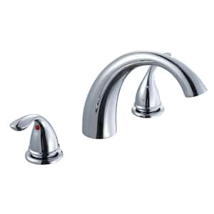 Builders 2-Handle Deck-Mount Roman Tub Faucet in Polished Chrome