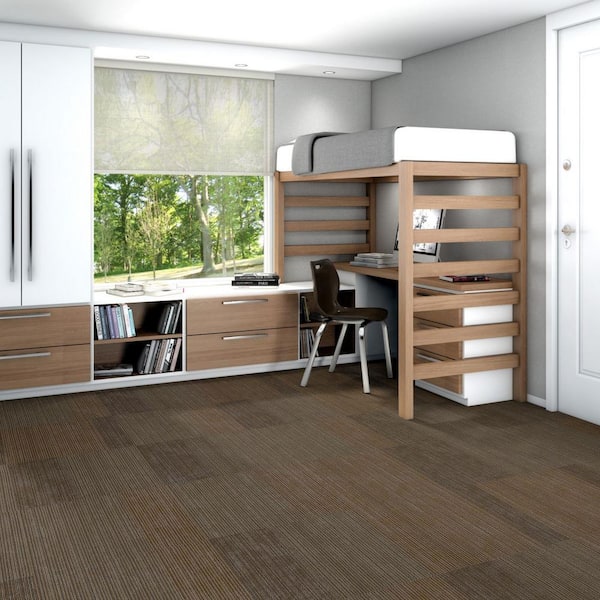 Freeform - Vivid - Brown Commercial 24 x 24 in. Glue-Down Carpet Tile Square (80 sq. ft.)