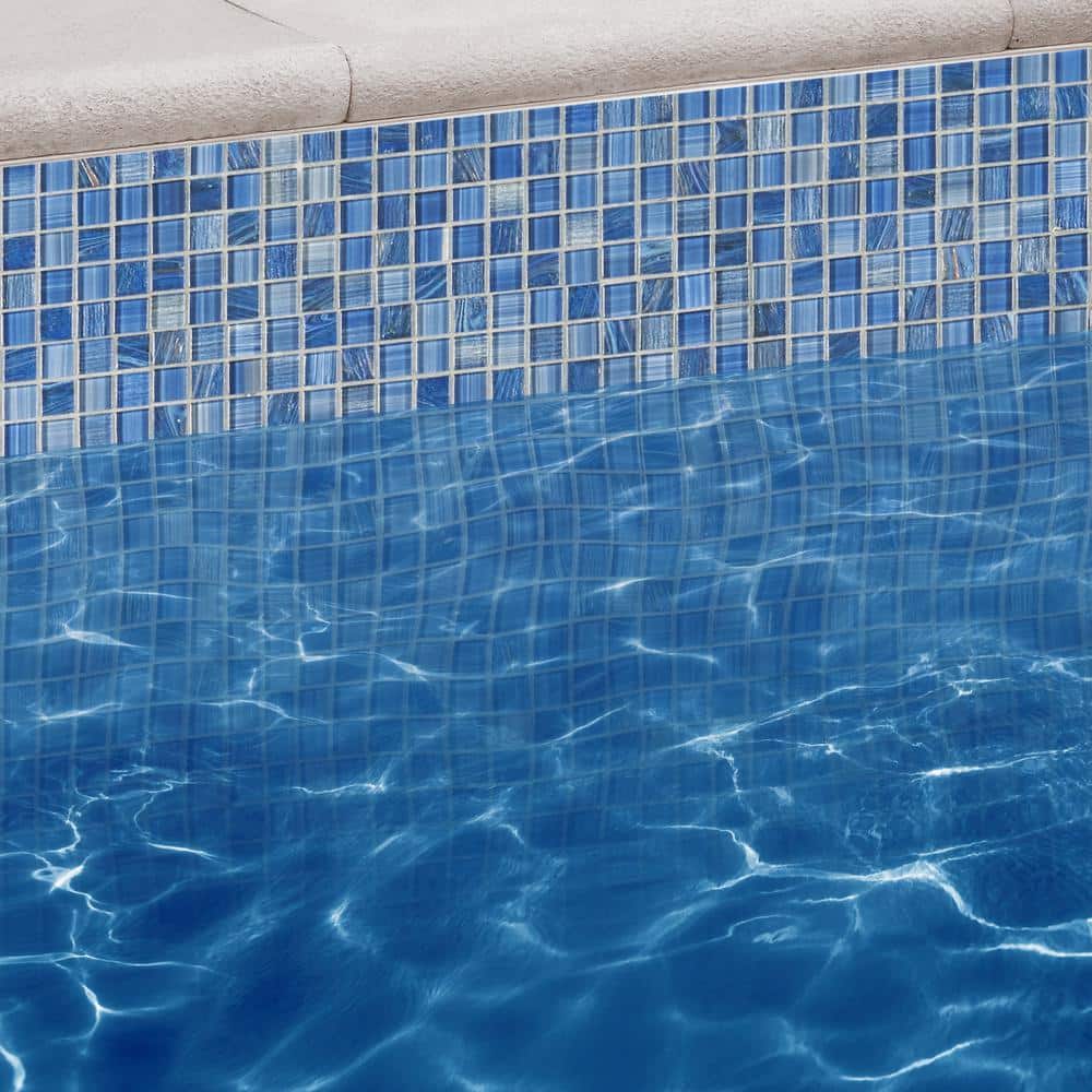 Toluca 12" x 12" Blue Polished Glass Mosaic Tile