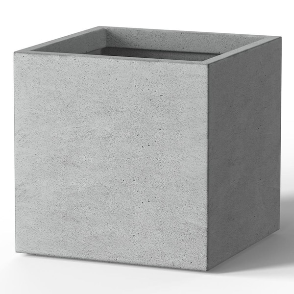 12 in. Medium Natural Gray Concrete Square planter / Pot with drainage holes