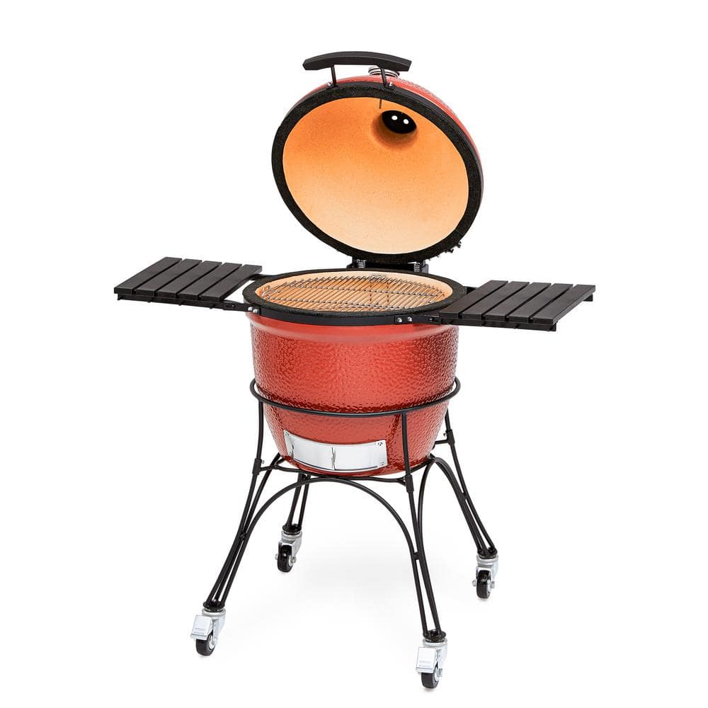 Blaze Red 18-Inch Ceramic Charcoal Grill with Smoker