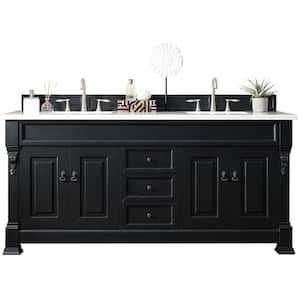 Brookfield 72 in. W x 23.5 in. D x 34.3 in. H Double Bath Vanity in Antique Black with Solid Surface Top in Arctic Fall