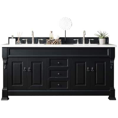 Brookfield 72 in. W Double Bath Vanity in Antique Black with Solid Surface Vanity Top in Arctic Fall with White Basin