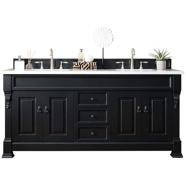 James Martin Vanities Brookfield 72 in. W x 23.5 in. D x 34.3 in. H Double Bath Vanity in Antique Black with Solid Surface Top in Arctic Fall