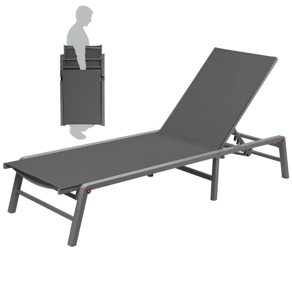 Outdoor Lounge Chair Foldable Lounge Chair with 5-Adjustable Backrest Patio Lounger, Assemble-Free Recliner (Gray) price history on PriceWatchPro