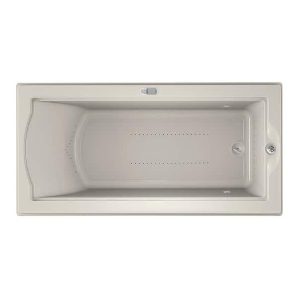 JACUZZI FUZION PURE AIR 70.7 in. x 35.4 in. Rectangular Air Bath Bathtub with Right Drain in Oyster