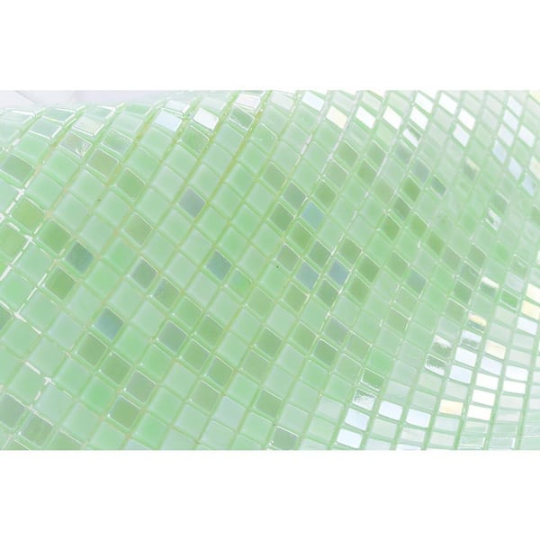 ABOLOS Galaxy Light Green Square 12 in. x 12 in. Glass Mosaic Wall Tile (1 sq. ft./Sheet)