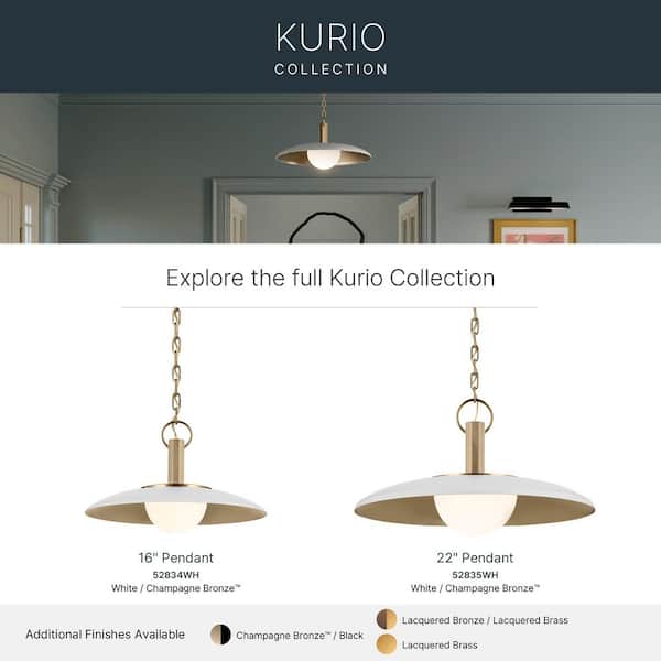 KICHLER Kurio 16 in. 1-Light Pendant With Etched Opal Glass in