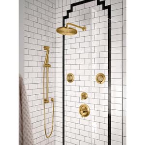 Eco 1-Spray Patterns 1.1 in. Single Wall Mount Handheld Shower Head in Brushed Gold