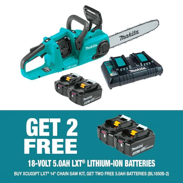 LXT 14 in. 18V X2 (36V) Lithium-Ion Brushless Battery Rear Handle Chain Saw Kit w/ (2) Batteries 5.0Ah, Charger