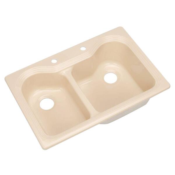Thermocast Breckenridge Drop-In Acrylic 33 in. 2-Hole Double Bowl Kitchen Sink in Candle Lyte