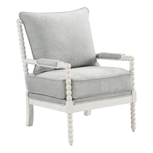 Kaylee Smoke Fabric Spindle Chair with Antique White Frame