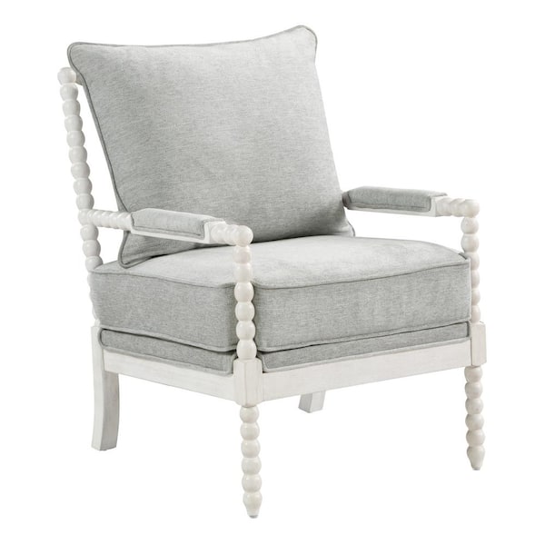 OSP Home Furnishings Kaylee Smoke Fabric Spindle Chair with Antique White Frame