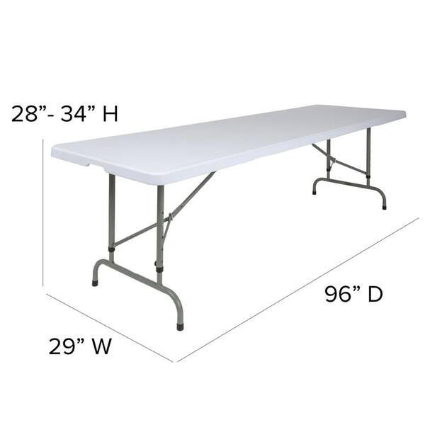 Carnegy Avenue 96 in. Granite White Plastic Tabletop Metal Frame