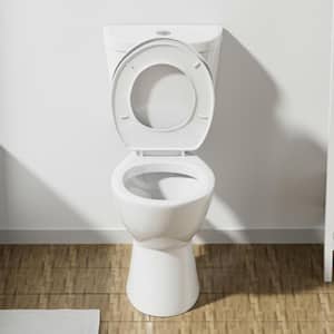 19 in. Tall Toilet 2-Piece 1.0/1.6 GPF Rear-Outlet Dual Flush Round Toilet in White,