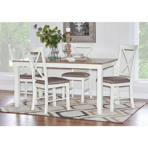 Linon Home Decor Twyla Vanilla White and Taupe Polyester Dining Side Chair Set of 2