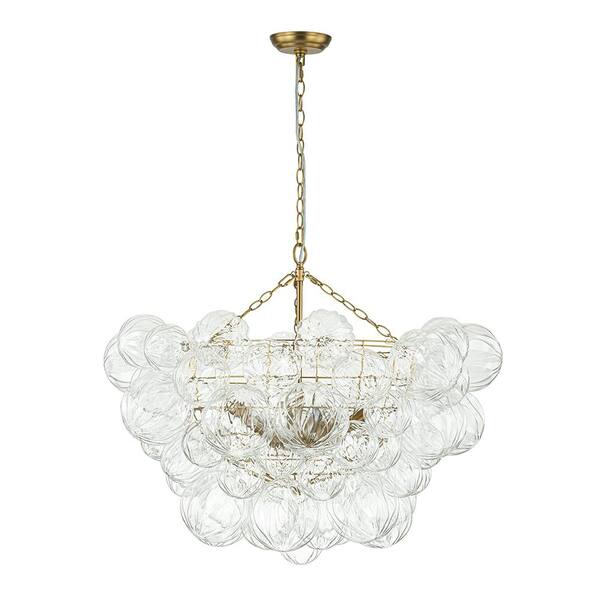 HUOKU Neuvy 33 in.W 8-Light Brushed Gold Cluster Chandelier
