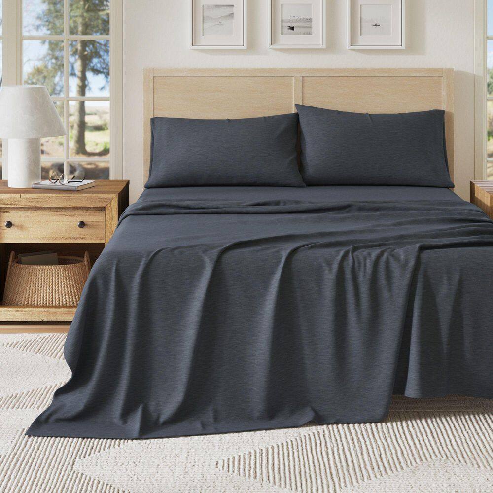 4-Piece Navy Cotton Jersey Queen Knit Deep Pocket Sheet Set price history on PriceWatchPro