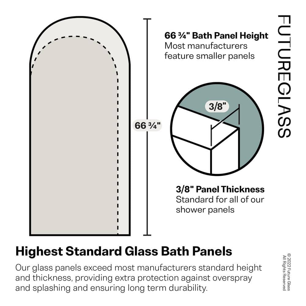 Maven 34" x 66.75" Frameless Arched Fluted Glass Bath Panel