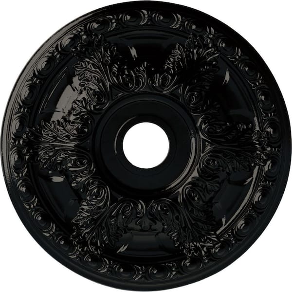 Ekena Millwork 2-1/2 in. x 23-3/8 in. x 23-3/8 in. Polyurethane Granada Ceiling Medallion Moulding, Black Pearl