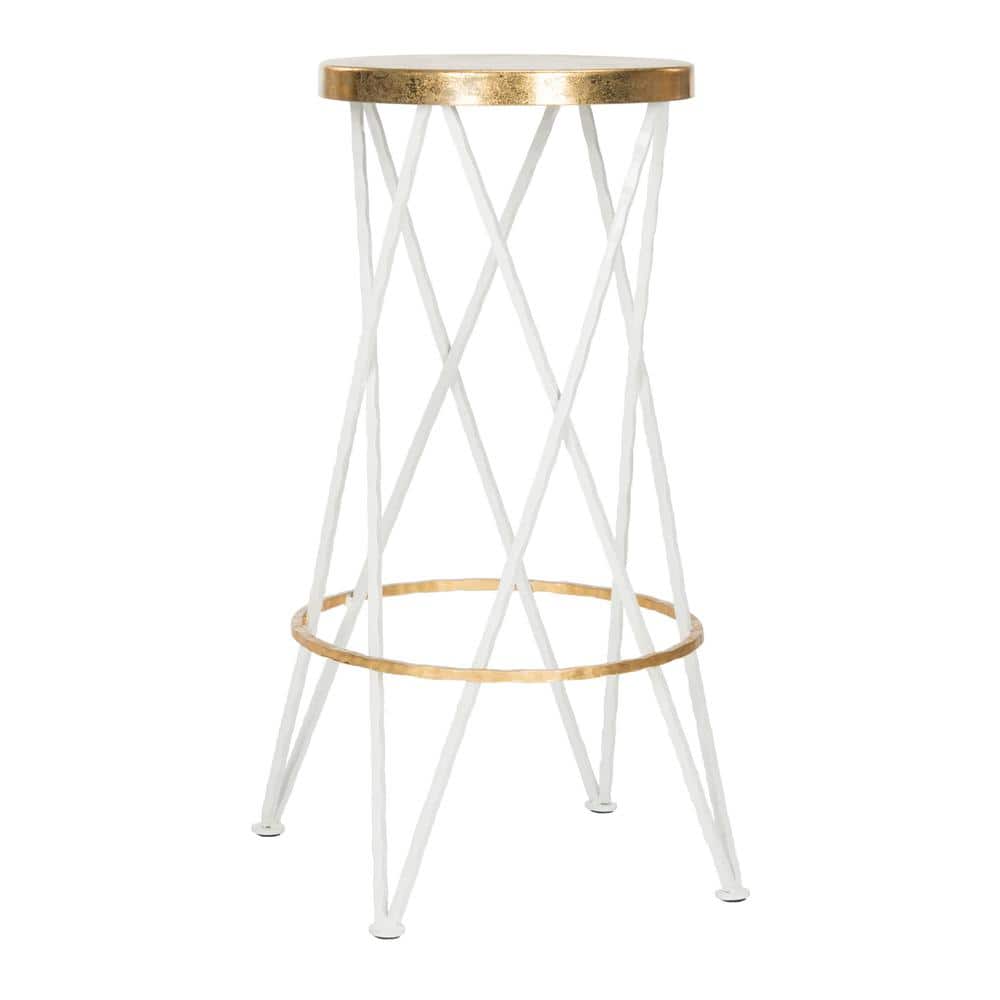 Hester 30" White and Gold Metal Bar Stool