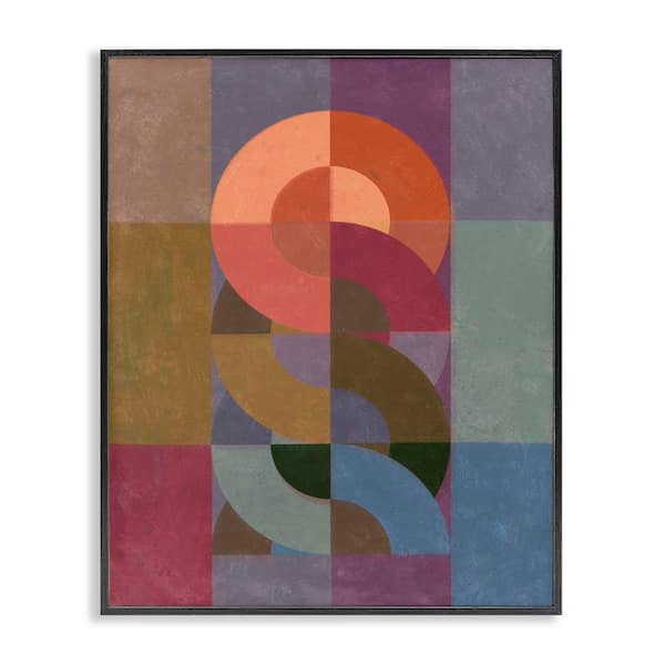 Stupell Industries Retro Interlocking Circles by Victoria Barnes Black Framed Abstract Giclee Art Print 14 in. x 11 in.