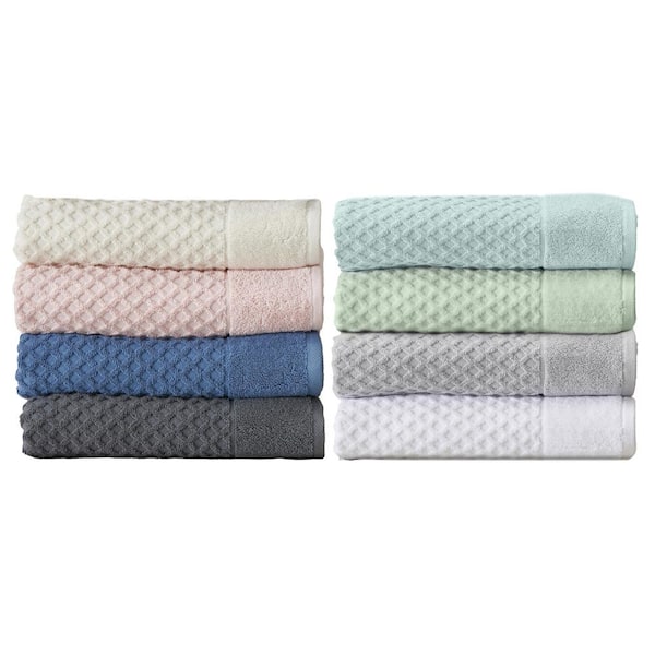 Great Bay Home 100% Cotton Textured 6 Pack Hand Towel Set Pastel Blue