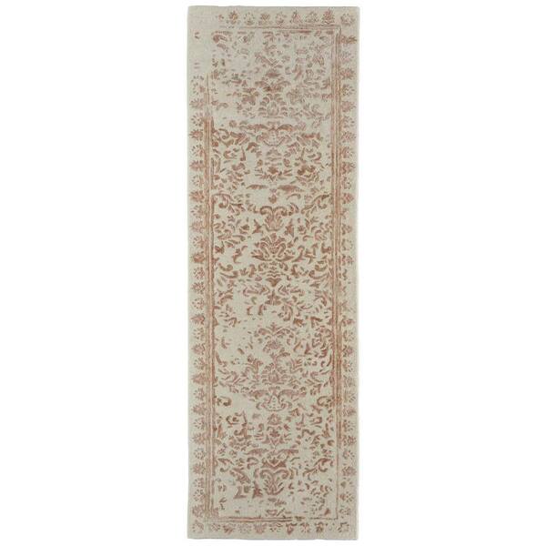 Weave & Wander Khalo Sand Beige/Blush Pink 3 ft. x 8 ft. Floral Wool Runner Rug