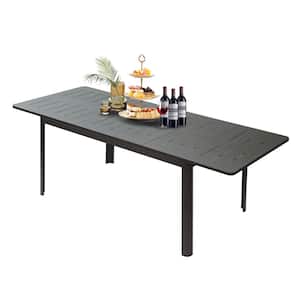 Dark Brown Recatangular Aluminum Outdoor Dining Table with Extension 65 in. to 95 in. L x 35.43 in. W x 29.92 in. H