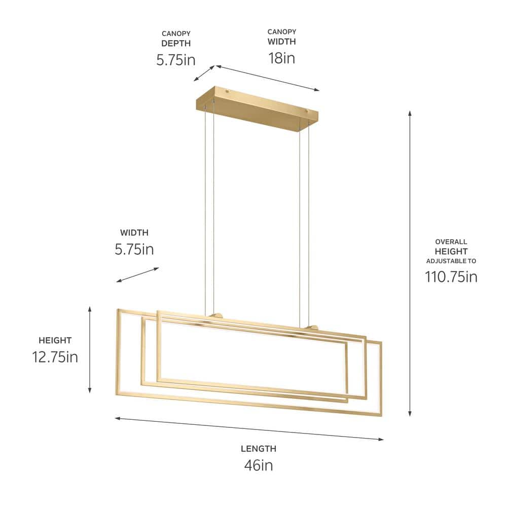Jestin 46'' Champagne Gold LED Linear Chandelier