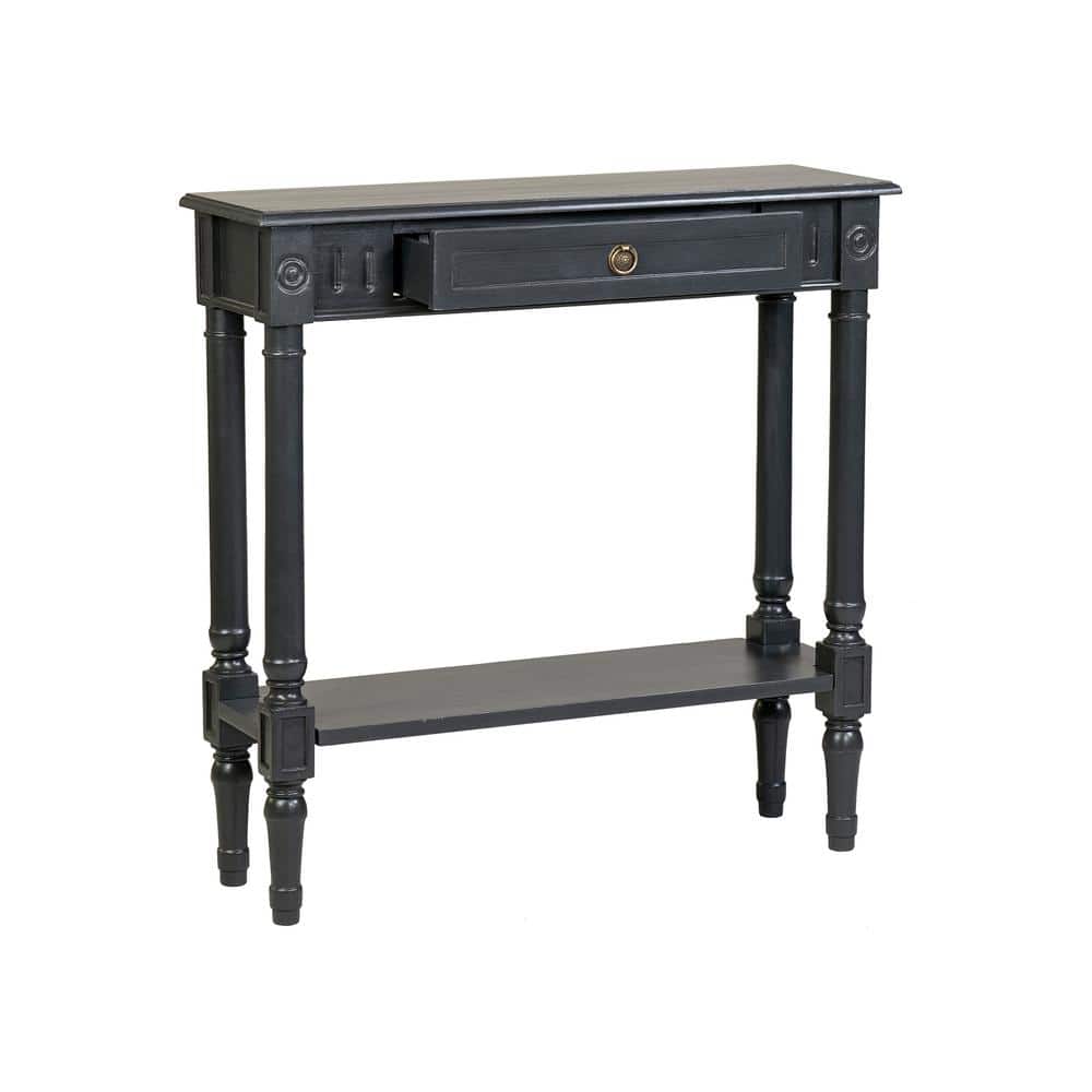 Marisol Black Solid Wood Console Table with Storage