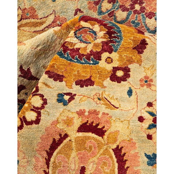 Mogul 6 ft. x 9 ft. Light Blue Oriental Wool Indoor Area Rug