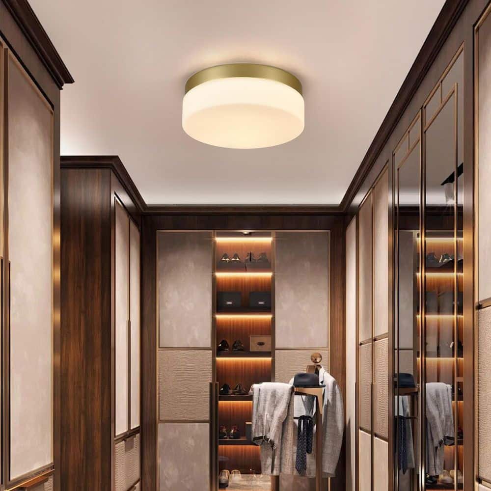 1 Light Dimmable Integrated LED Brushed Gold Flush Mount Round Ceiling Light for Bedroom and Hallway price history on PriceWatchPro