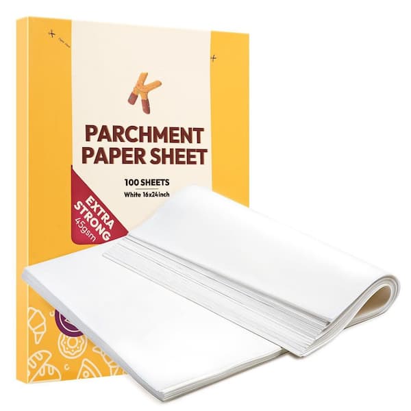 100-Piece 16 in. x 24 in. Heavy Duty Flat Parchment Paper, Parchment Paper Sheets for Baking Cookies, and Cooking