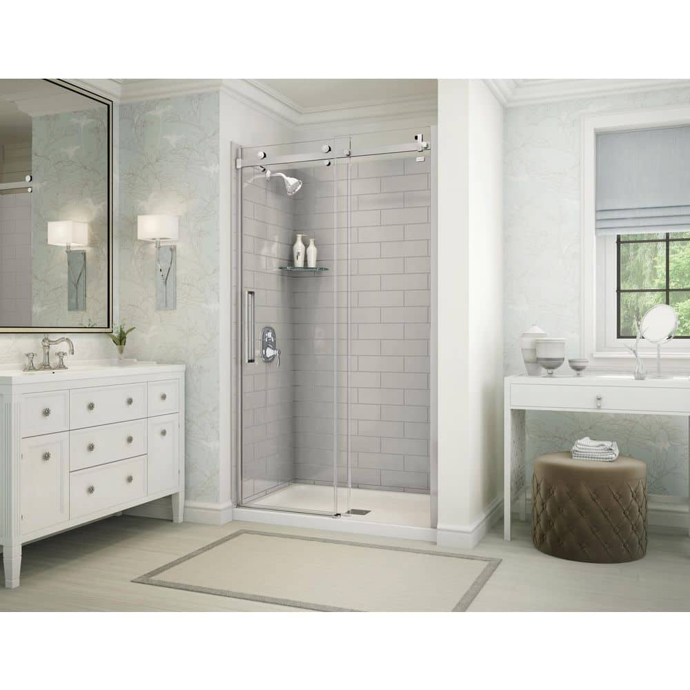 Utile 48 in. W x 32.5 in. D x 80 in. H Three piece Direct-to-Stud Composite Alcove Shower Wall Surrounds in Soft Grey price history on PriceWatchPro
