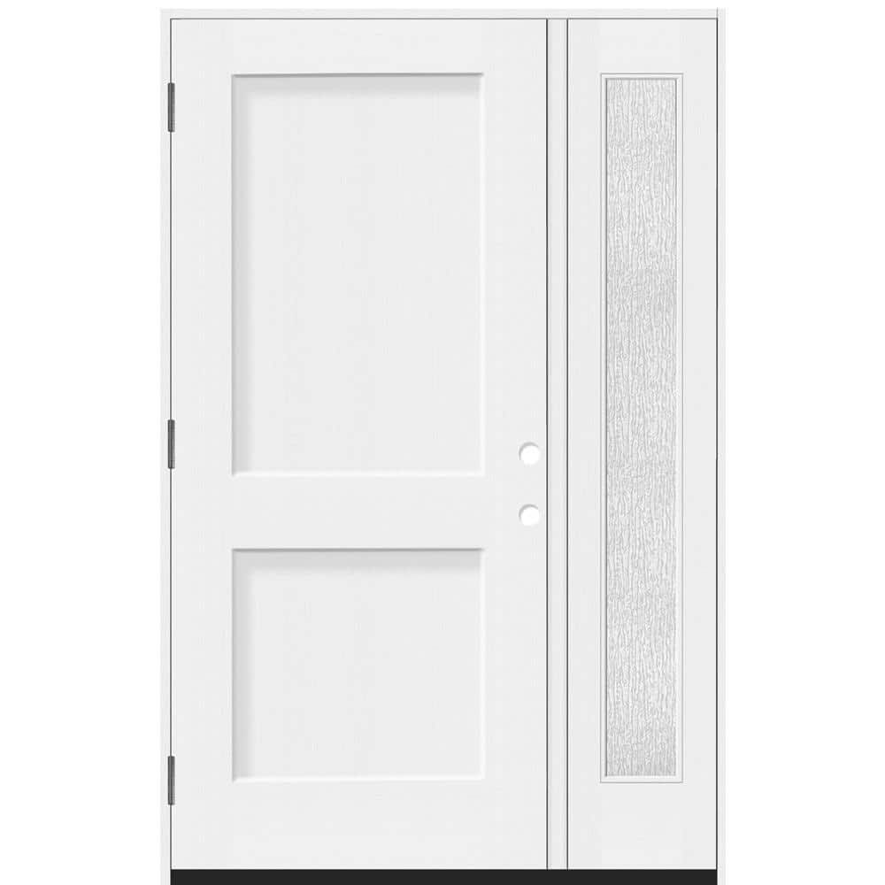 Legacy 51 in. x 80 in. 2P Squaretop Shaker RHOS Unfinished White Fiberglass Prehung Front Door wRain 12 in.SL6-9/16 Jamb price history on PriceWatchPro