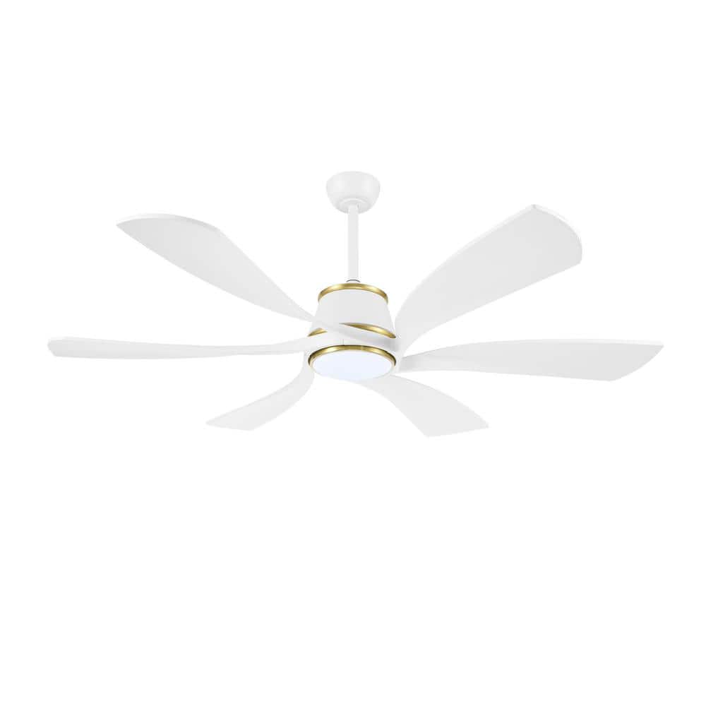 60 in. 6 Blades White and Gold Indoor Smart LED Ceiling Fan With Remote price history on PriceWatchPro