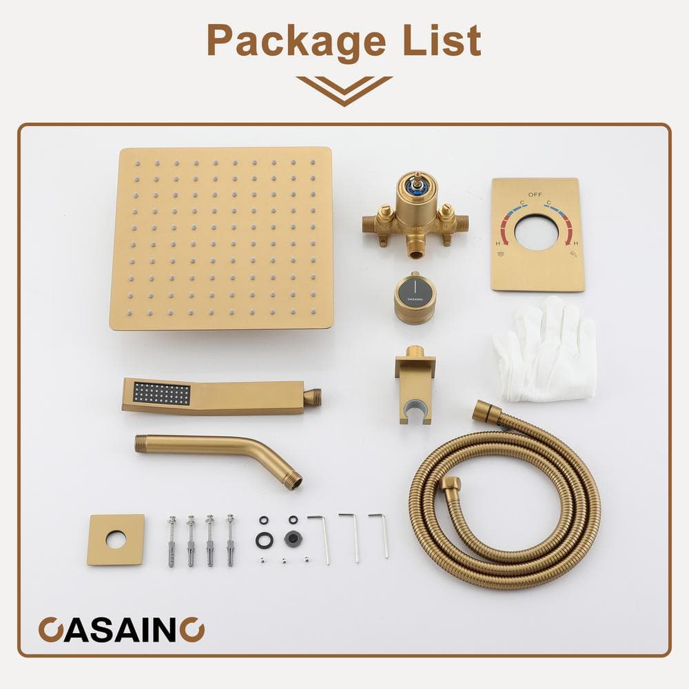 Brushed Gold Multi-Head Wall Mounted Shower System