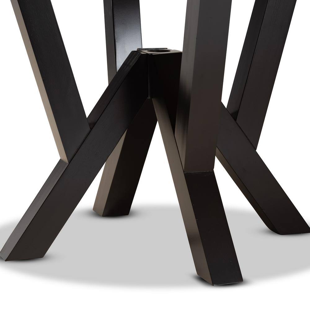 Irene Dark Brown 35-Inch Round Wood Dining Table with Sculptural Base