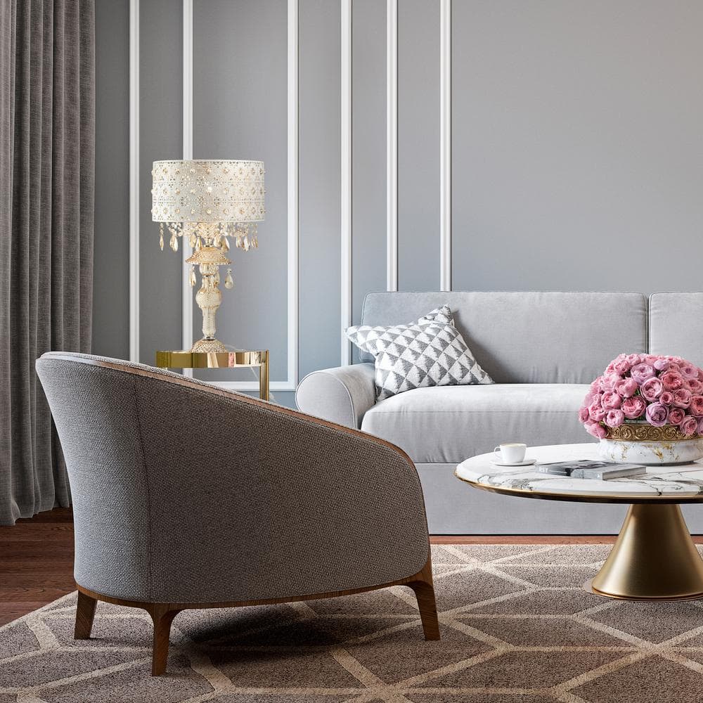 Tegan 24" Champagne Metal and Glass Table Lamp