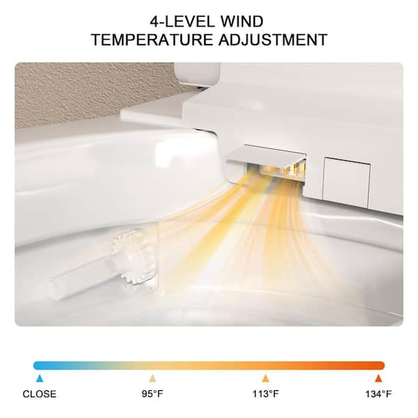 LORDEAR Luxury Elongated Smart LED Bidet Toilet with Automatic Flush and Dryer