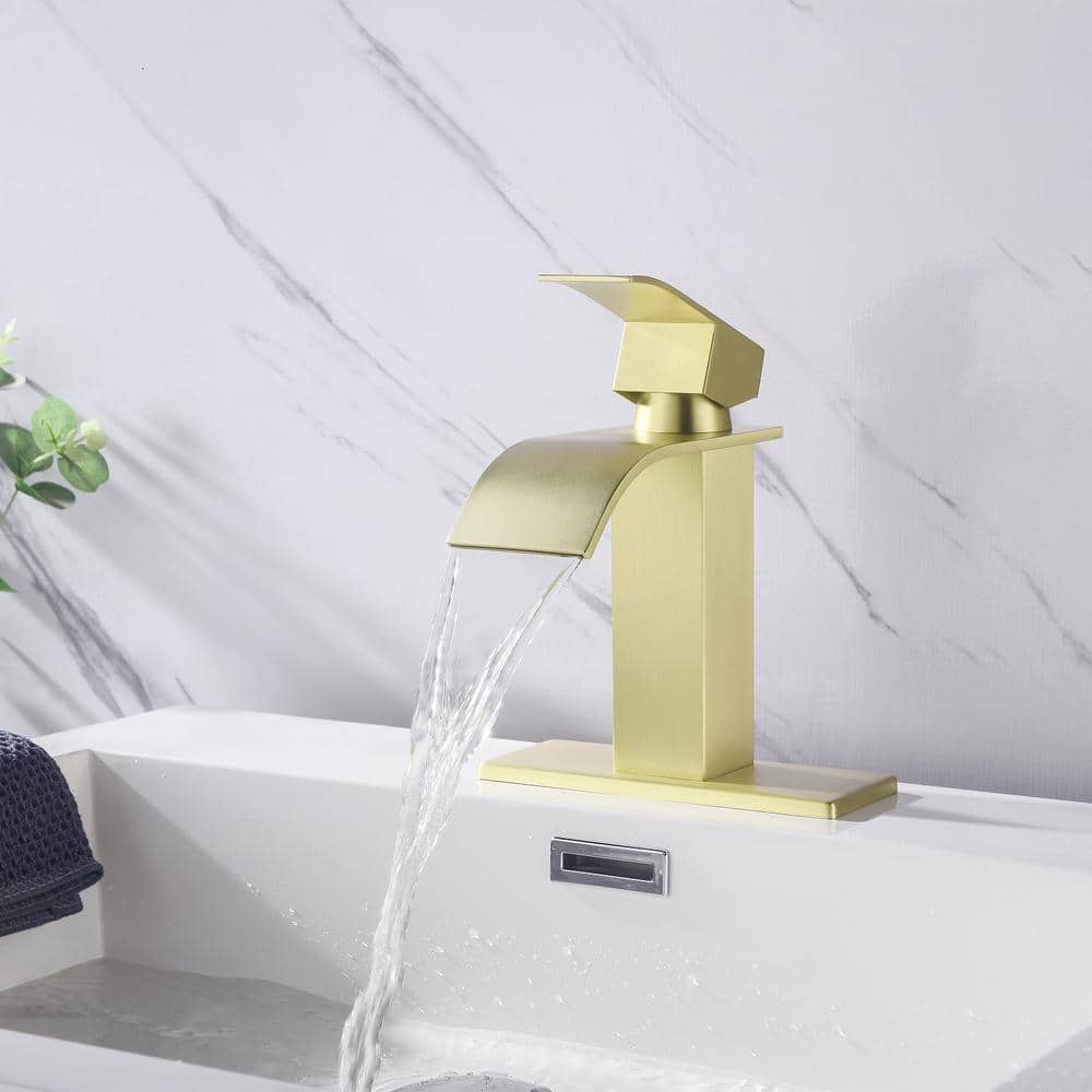 Brushed Gold Stainless Steel Single Handle Bathroom Faucet