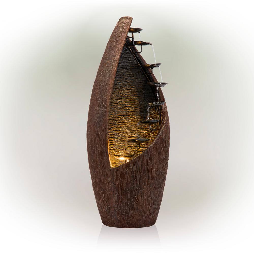 Brown Fiberglass Indoor/Outdoor Fountain with Light