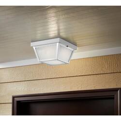Hampton Bay White 2-Light Outdoor Ceiling Light Flush Mount Light