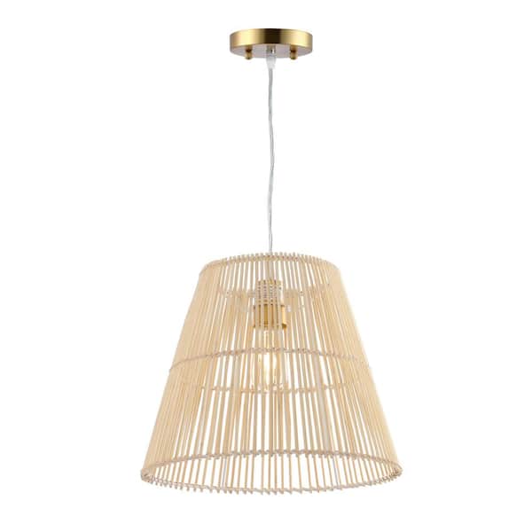 SAFAVIEH Senya 4-Watt 1-Light natural Pendant Light with Rattan Shade